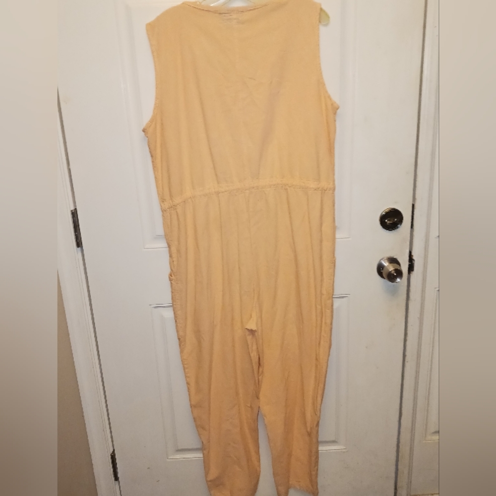 Vtg 80s Peach Cotton Oversized Festival Jumpsuit w/ Appliqué Patches – Size M - Picture 12 of 17
